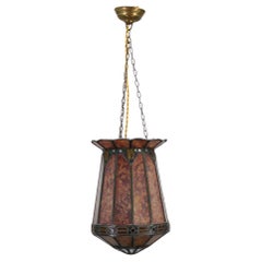 1950s Antique Glass Pendant Light in Tiffany Style