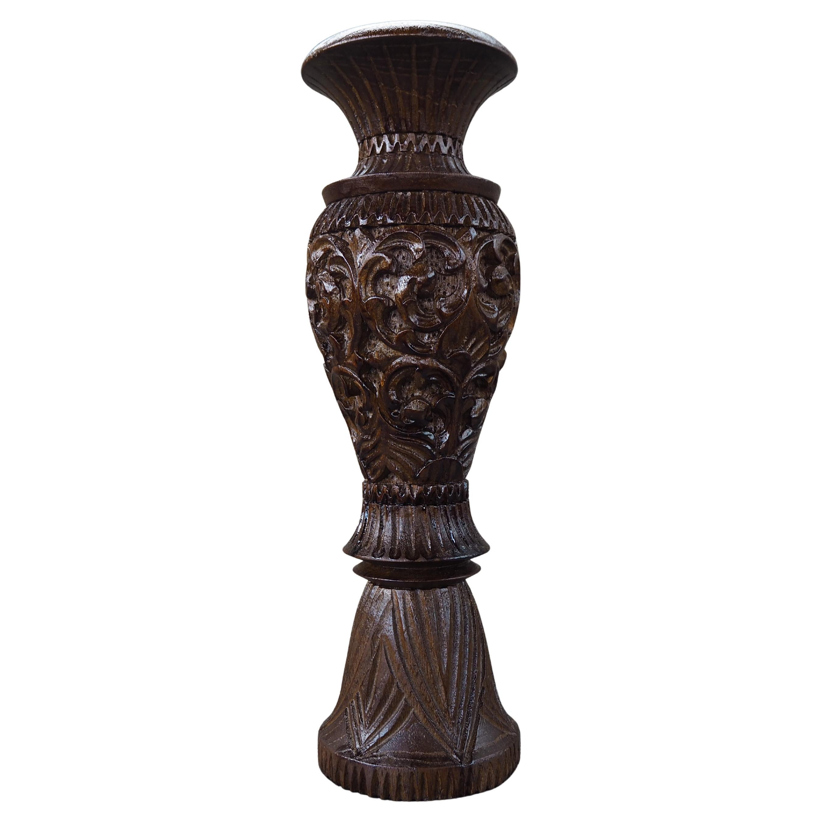 Vaso in legno cecoslovacco del Medioevo, anni '60