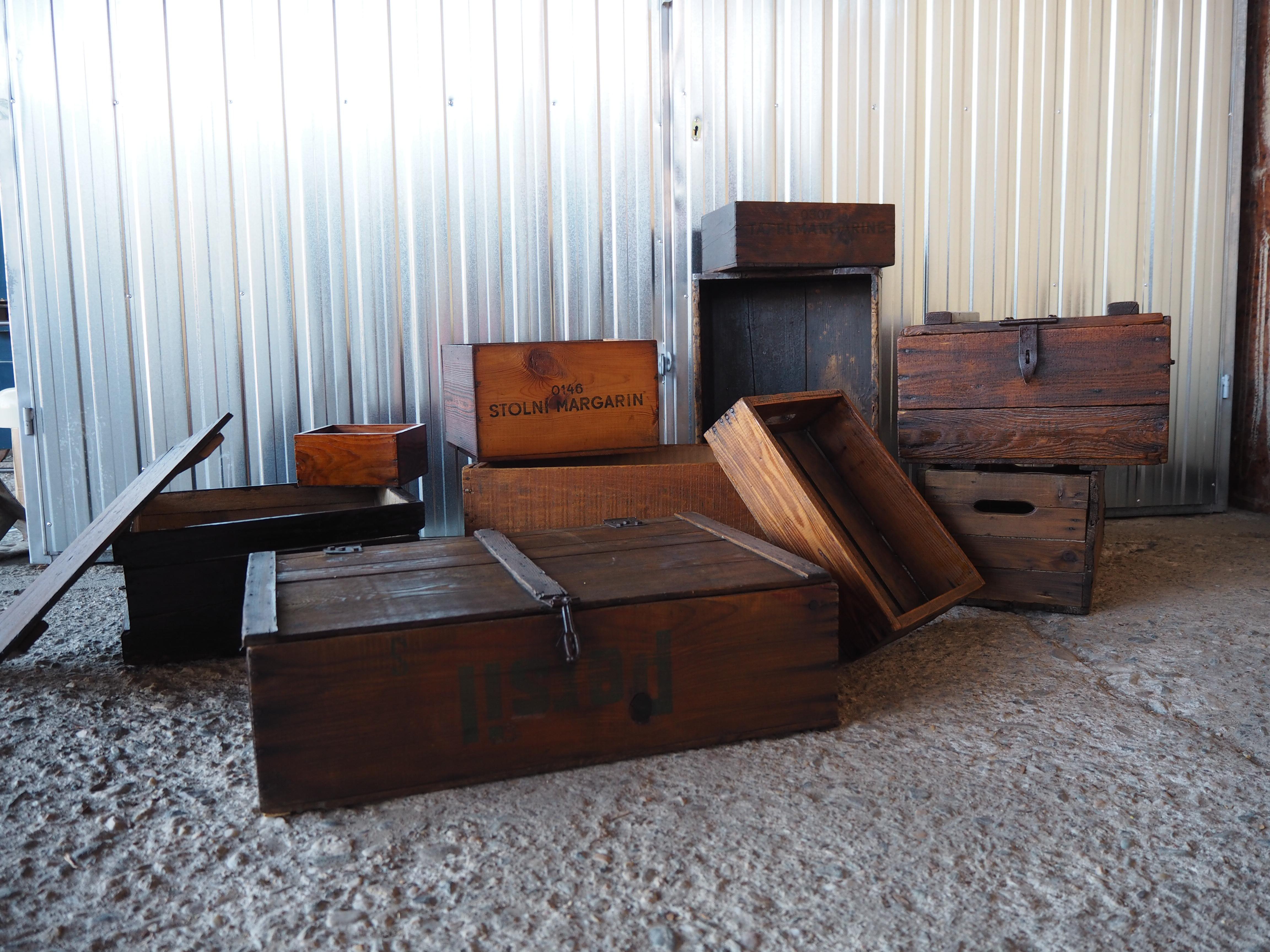 European Industrial Wooden Crate, Boxes, 1960s For Sale