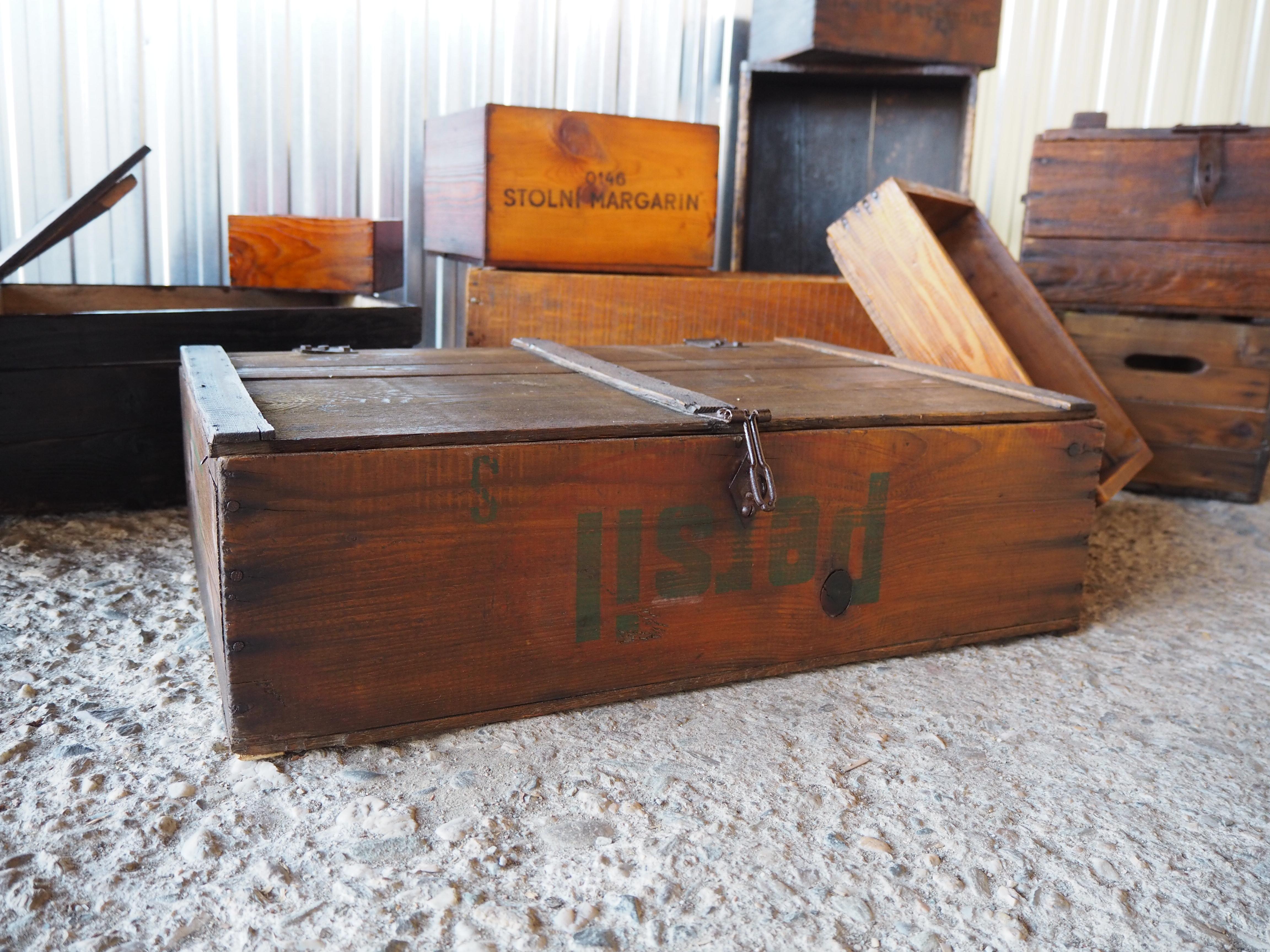 Industrial Wooden Crate, Boxes, 1960s For Sale 1