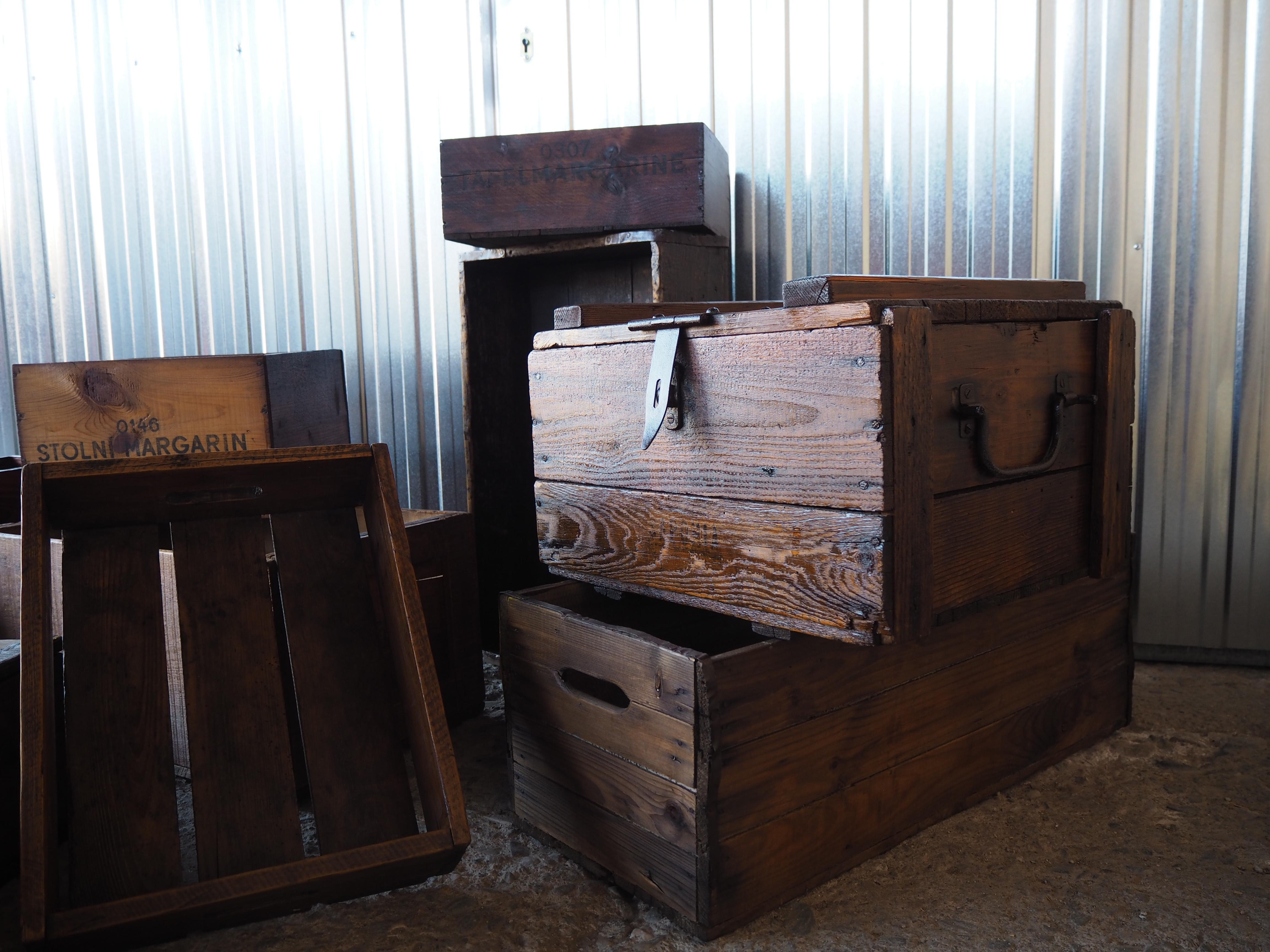 Industrial Wooden Crate, Boxes, 1960s In Good Condition For Sale In Praha, CZ