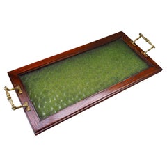 Vassoio in vetro, ottone e Wood, Cecoslovacchia, anni '70