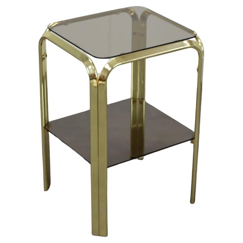Table à thé en laiton et verre fumé du milieu du siècle, 1970, Allemagne
