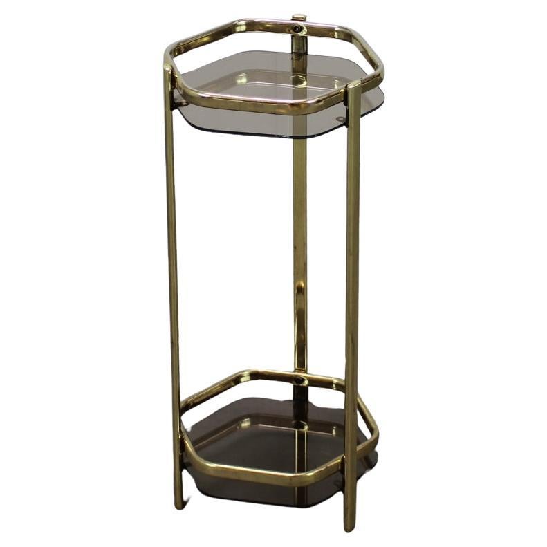 Table à thé en laiton et verre fumé du milieu du siècle, 1970, Allemagne en vente