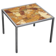 Mid-Century Resin and Stone Chrome Plated Coffee Table, 1970s, Germany