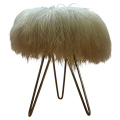 Rare Midcentury Brass and Hairpin Tripod Stool, Germany, 1960s