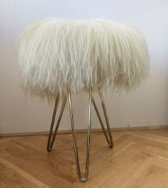 Rare Midcentury Brass and Hairpin Tripod Stool, Germany, 1960s
