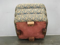 1930s Czech Art Deco Walnut Upholstered Footstool Ottoman