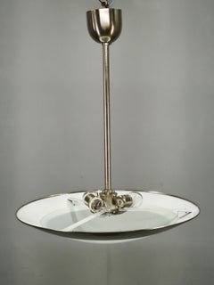 1930s Bauhaus Chrome and Glass Pendant Light from Czechoslovakia