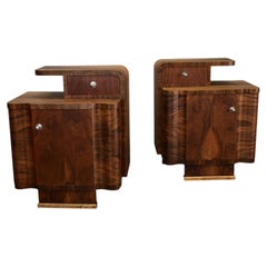 1934s Pair of Art Deco Bedside Tables, Czechoslovakia