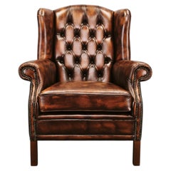 Contemporary Handmade Chesterfield Leather Wingback Armchair 2010s