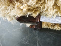 Rare Pair of Monumental Art Deco Skandilock Sheepskin Wingback Chairs 1930s