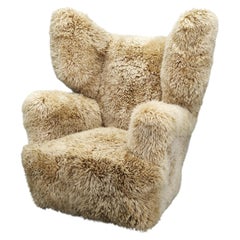 1930s Art Deco Wingback Armchair in Honey Skandilock Sheepskin