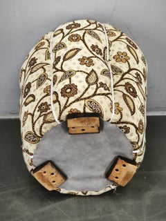 Pouf imbottito con motivi floreali in stile Art Déco, Cecoslovacchia, anni ’40