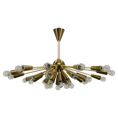 Lampadario “Sputnik” in ottone a 28 luci di Kamenický Šenov, Cecoslovacchia, anni ’70