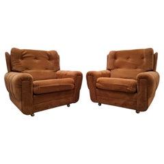 Pair of Czech TON Armchairs, 1985, Mid-Century Upholstered Lounge Chairs