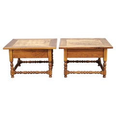 Pair of Large Solid Oak European Nightstands, 1980s