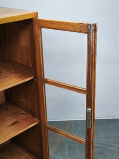 1930s Czech Oak Glass Bookcase from a Baťa Factory