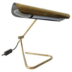 Rare Midcentury Brass Table or Desk Lamp OMI, Office or Bank, Germany, 1970s