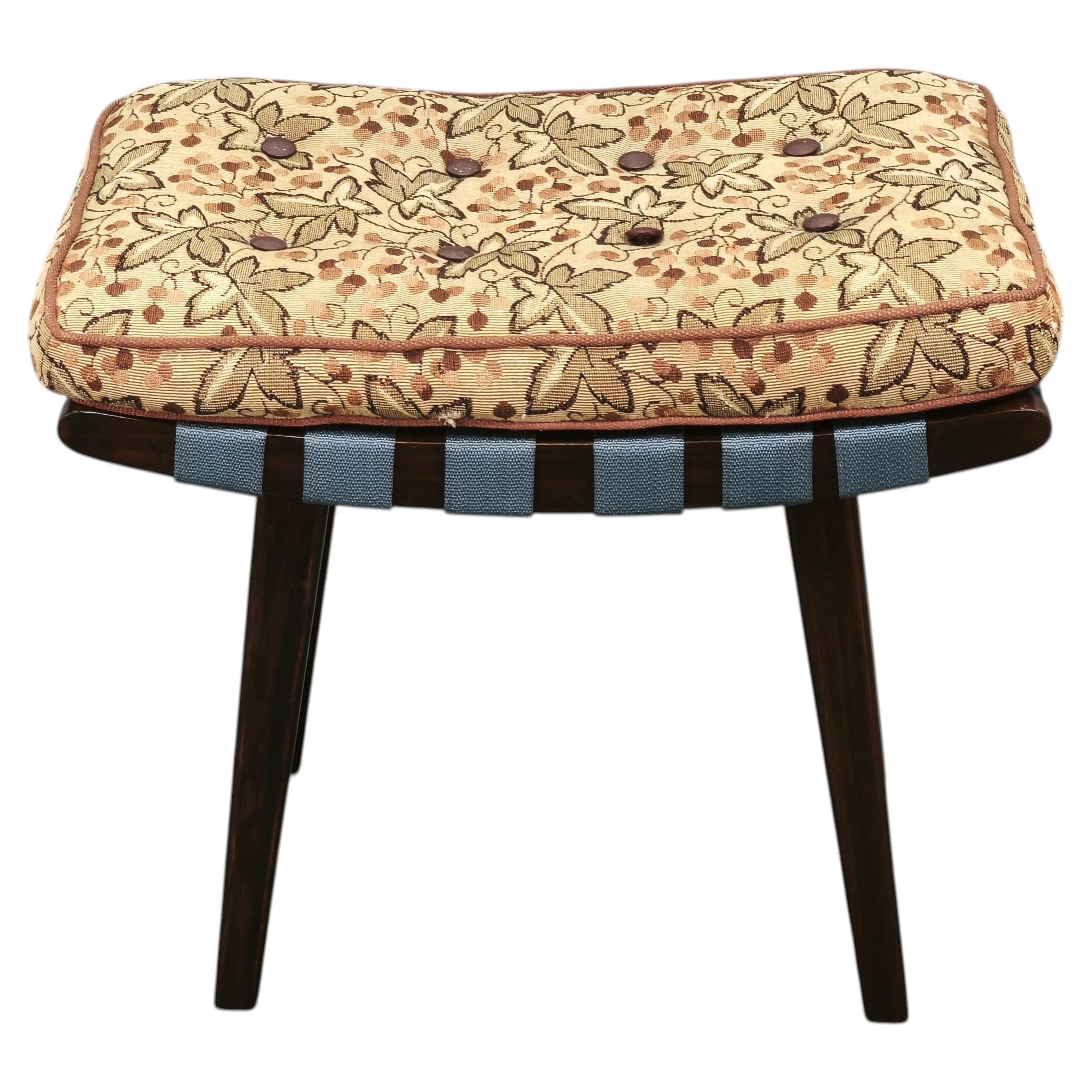 Sgabello TON in faggio in stile Mid-Century con cuscino originale, Cecoslovacchia, 1956 circa