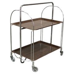 German Mid-Century Folding Chrome Serving Bar Cart, 1960s