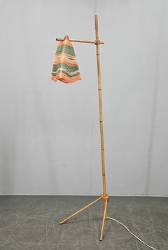 Rare Midcentury Floor Bambnoo and String Lamp, 1960s