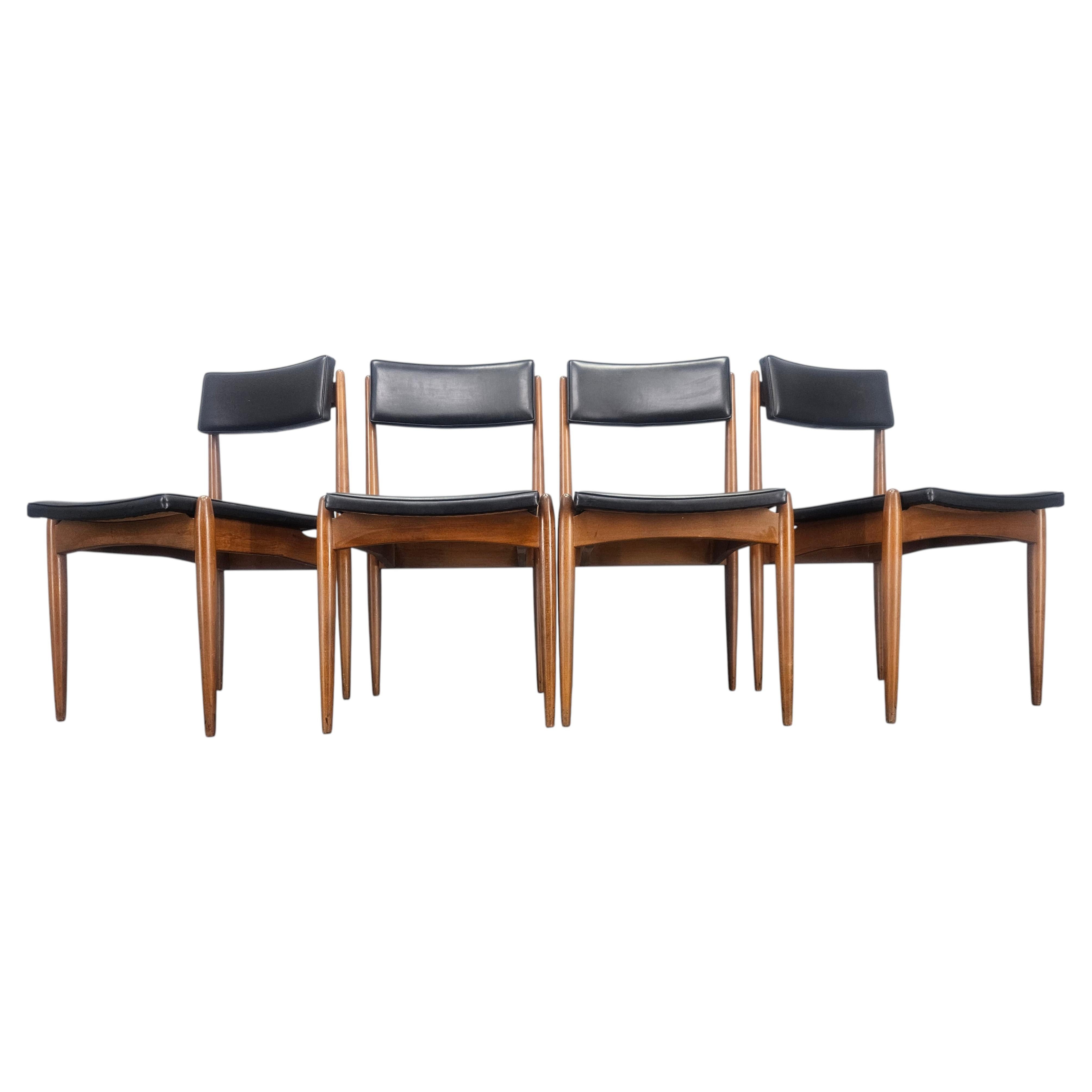 Set of Four Rare Midcentury Dining Chairs, Denmark, 1970s For Sale