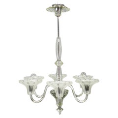 Lustre Art déco à six branches en verre, Tchécoslovaquie, années 1930