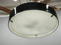 Suspension moderniste en verre noir NAPAKO des années 1960, Tchécoslovaquie