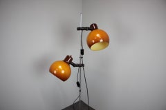 1970s Hungarian Space Age Adjustable Double Floor Lamp in Orange and Brown Chrom