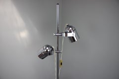 Stanislav Indra Chrome Adjustable Double Spotlight Floor Lamp, Czechoslovakia