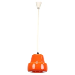 Vintage Orange Glass Pendant Lamp, Czechoslovakia, circa 1970