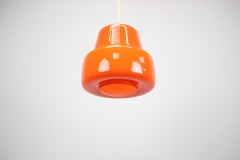 Vintage Orange Glass Pendant Lamp, Czechoslovakia, circa 1970