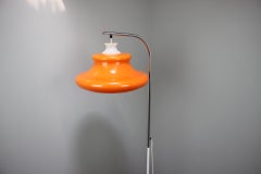 Vintage 1970s Hungarian Space Age Orange Plastic and Chrome Floor Lamp