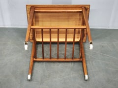 1960s Danish Modern Teak Serving Trolley Side Table on Wheels