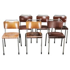 Set of 6 Gispen 106 Dutch Industrial Plywood Chairs, 1960s