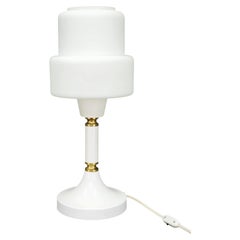 Drukov Opaline Glass and Brass Table Lamp, Czechoslovakia, 1970s