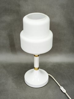 Drukov Opaline Glass and Brass Table Lamp, Czechoslovakia, 1970s