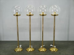 Set of 4 Space Age Brass and Bubble Glass Floor Lamps, Kamenický Šenov 1970s