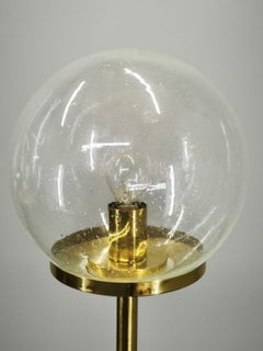 Pair of Space Age Bubble Glass and Brass Floor Lamps, 1970s