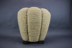 Vintage 1950s Czechoslovakian Halabala Footstool with Original Wooden Frame