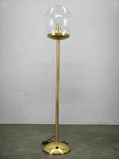 Space Age Bubble Glass and Brass Floor Lamp, Czechoslovakia, 1970s