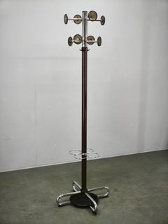 1970s Italian Space Age Chrome Coat Rack and Umbrella Stand by Cazzaro