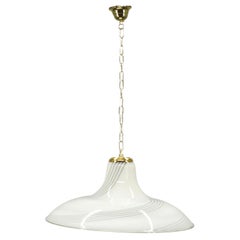 1970s Italian Murano Glass Swirl Pendant Light with Brass