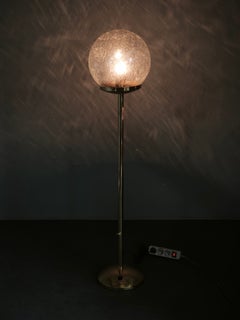1970s Kamenicky Senov Bubble Glass and Brass Floor Lamp