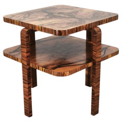 1930s Art Deco Walnut Two-Tier Coffee Table, Czechoslovakia