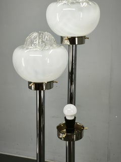 1970s Italian Murano Glass, Chrome and Marble Three-Light Floor Lamp