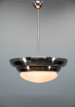 Rare Franta Anýž Nickel Chandelier, 1930s, Restored