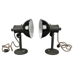 Pair of Original 1955 Industrial Adjustable Desk Lamps, Czechoslovakia
