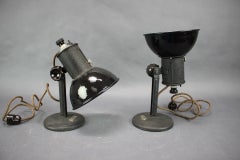 Pair of Original 1955 Industrial Adjustable Desk Lamps, Czechoslovakia